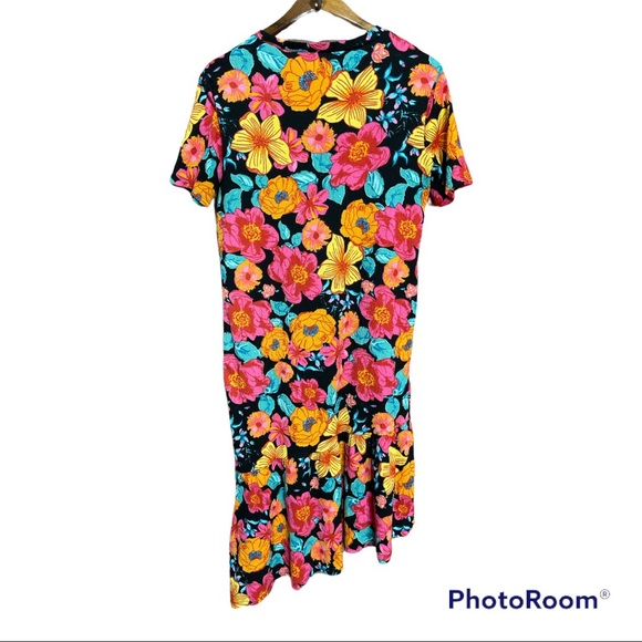 ZARA Tropical Asymmetrical Floral Midi Dress SIZE Small - Picture 4 of 6